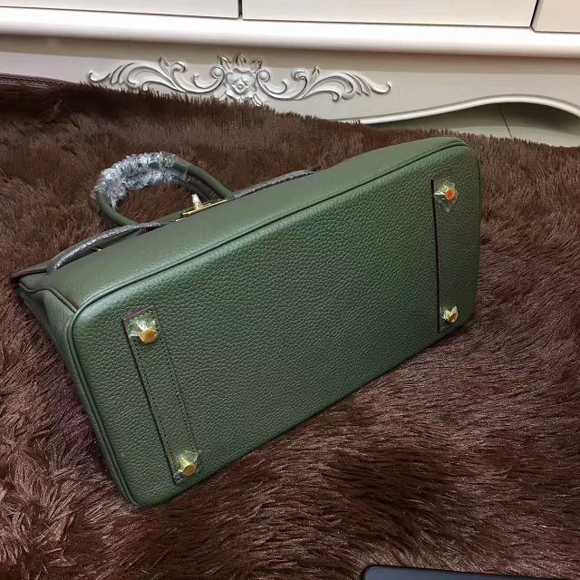 H**me5 original togo leather birkin 30cm bag in Green