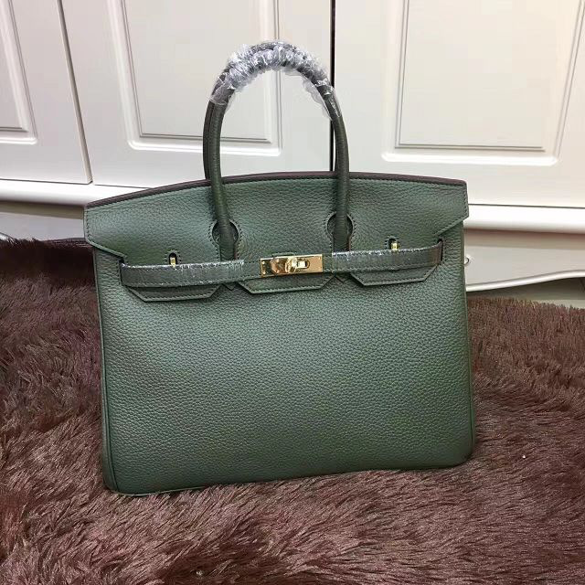 H**me5 original togo leather birkin 30cm bag in Green