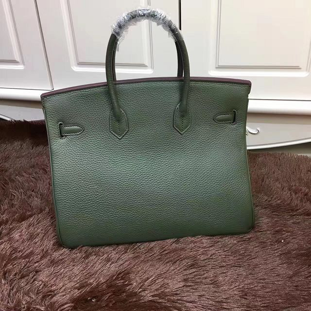 H**me5 original togo leather birkin 30cm bag in Green