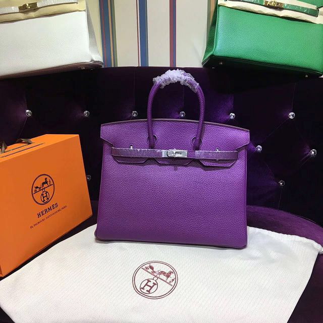 H**me5 original togo leather birkin 30cm bag in Purple
