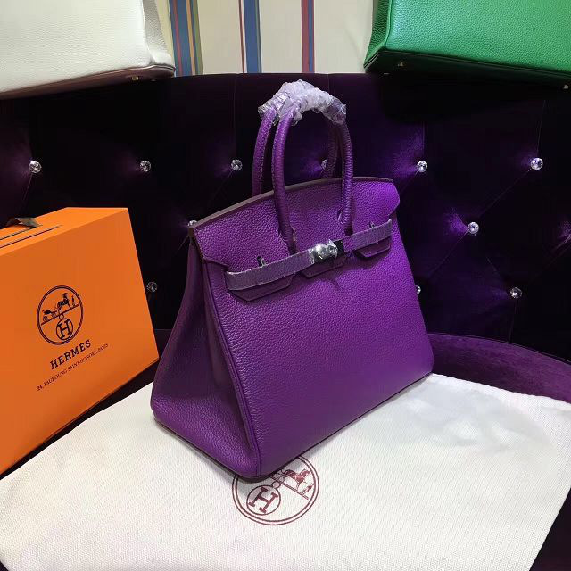 H**me5 original togo leather birkin 30cm bag in Purple
