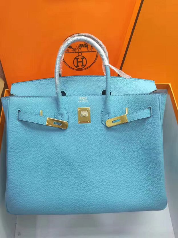 H**me5 original togo leather birkin 30cm bag in Sky Blue