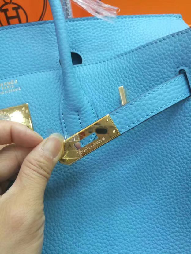 H**me5 original togo leather birkin 30cm bag in Sky Blue