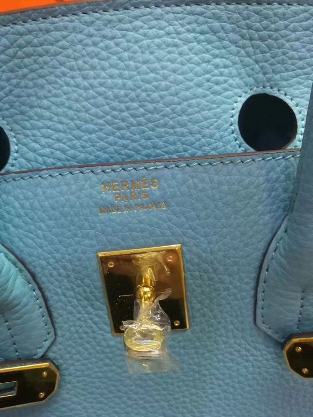 H**me5 original togo leather birkin 30cm bag in Sky Blue