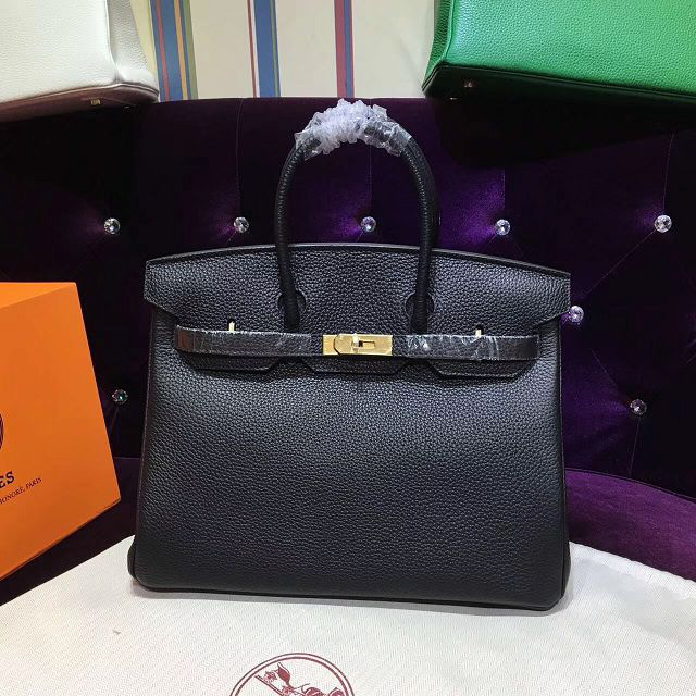 H**me5 original togo leather birkin 30cm bag in Black