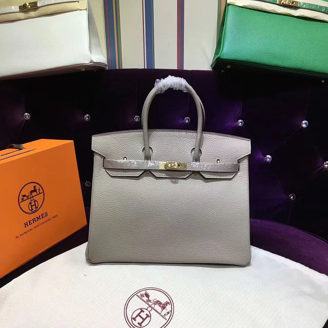 H**me5 original togo leather birkin 30cm bag in Light Gray