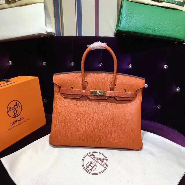 H**me5 original togo leather birkin 30cm bag in Orange