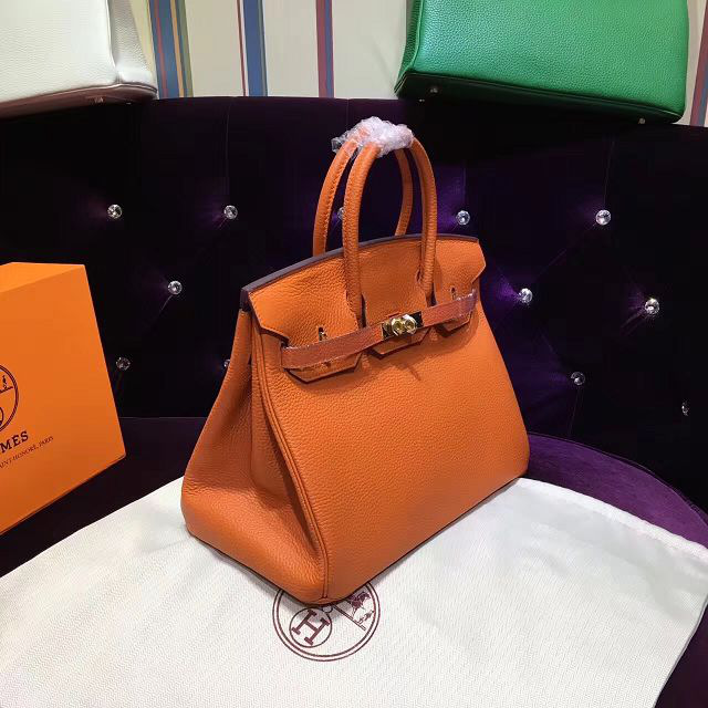 H**me5 original togo leather birkin 30cm bag in Orange
