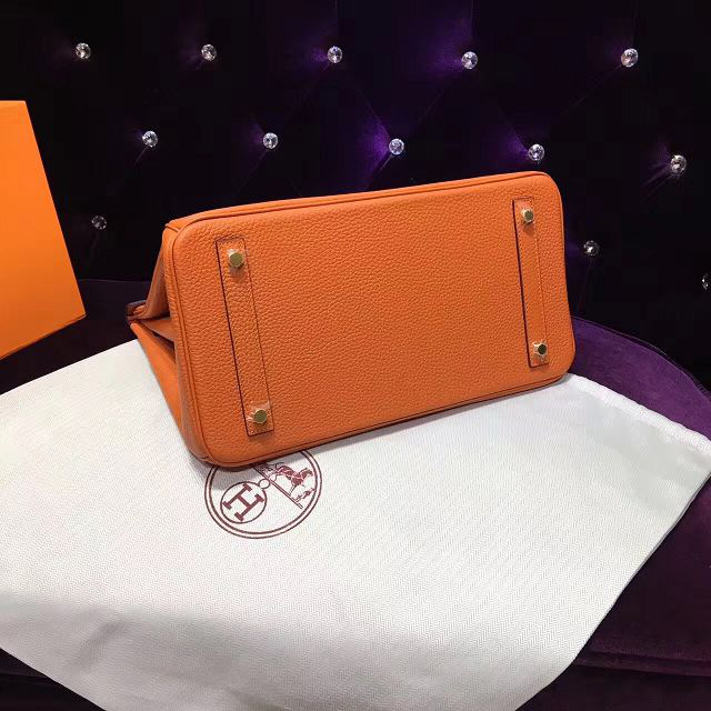 H**me5 original togo leather birkin 30cm bag in Orange