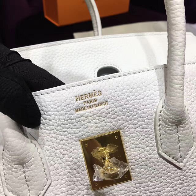 H**me5 original togo leather birkin 30cm bag in White