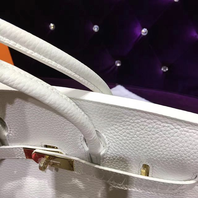 H**me5 original togo leather birkin 30cm bag in White