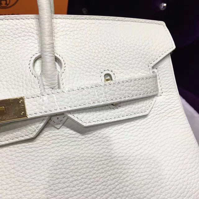 H**me5 original togo leather birkin 30cm bag in White