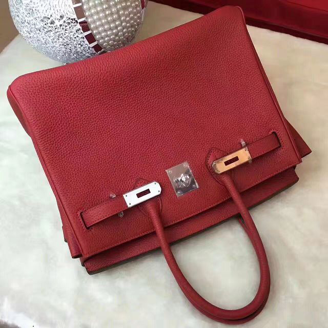 H**me5 original togo leather birkin 30cm bag in Wine Red