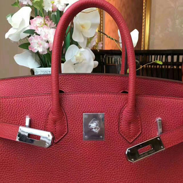 H**me5 original togo leather birkin 30cm bag in Wine Red