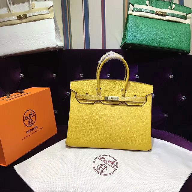 H**me5 original togo leather birkin 30cm bag in Yellow