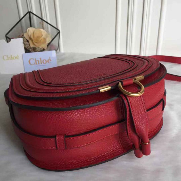 Chloe original calfskin crossbody saddle bag in Red