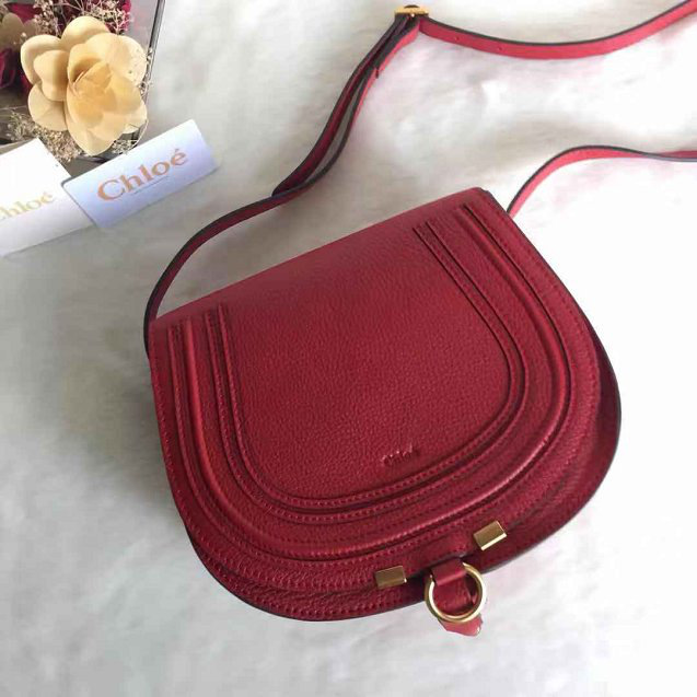 Chloe original calfskin crossbody saddle bag in Red
