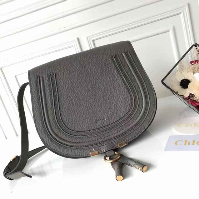 Chloe original calfskin crossbody saddle bag in Gray