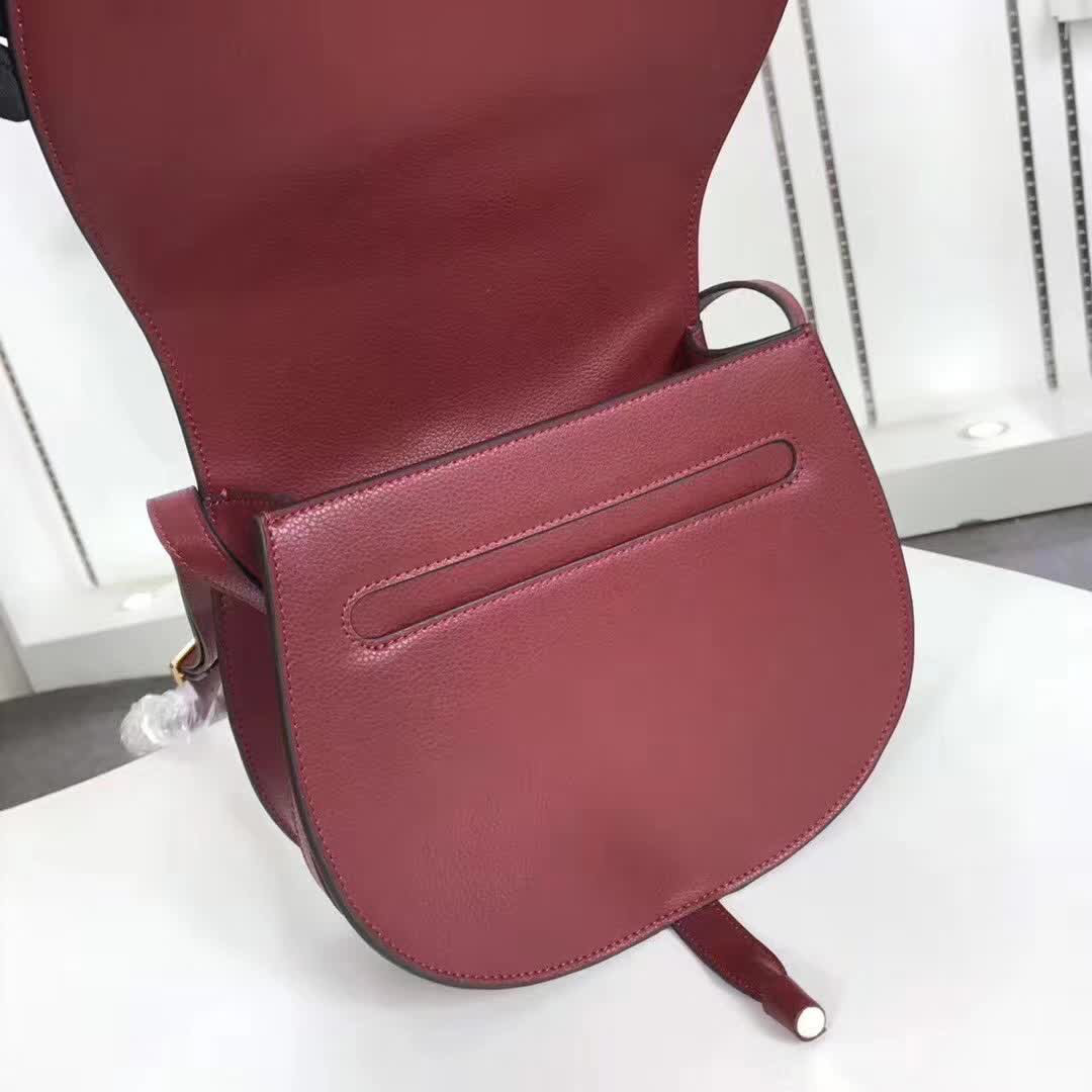 Chloe original calfskin crossbody saddle bag in Wine Red