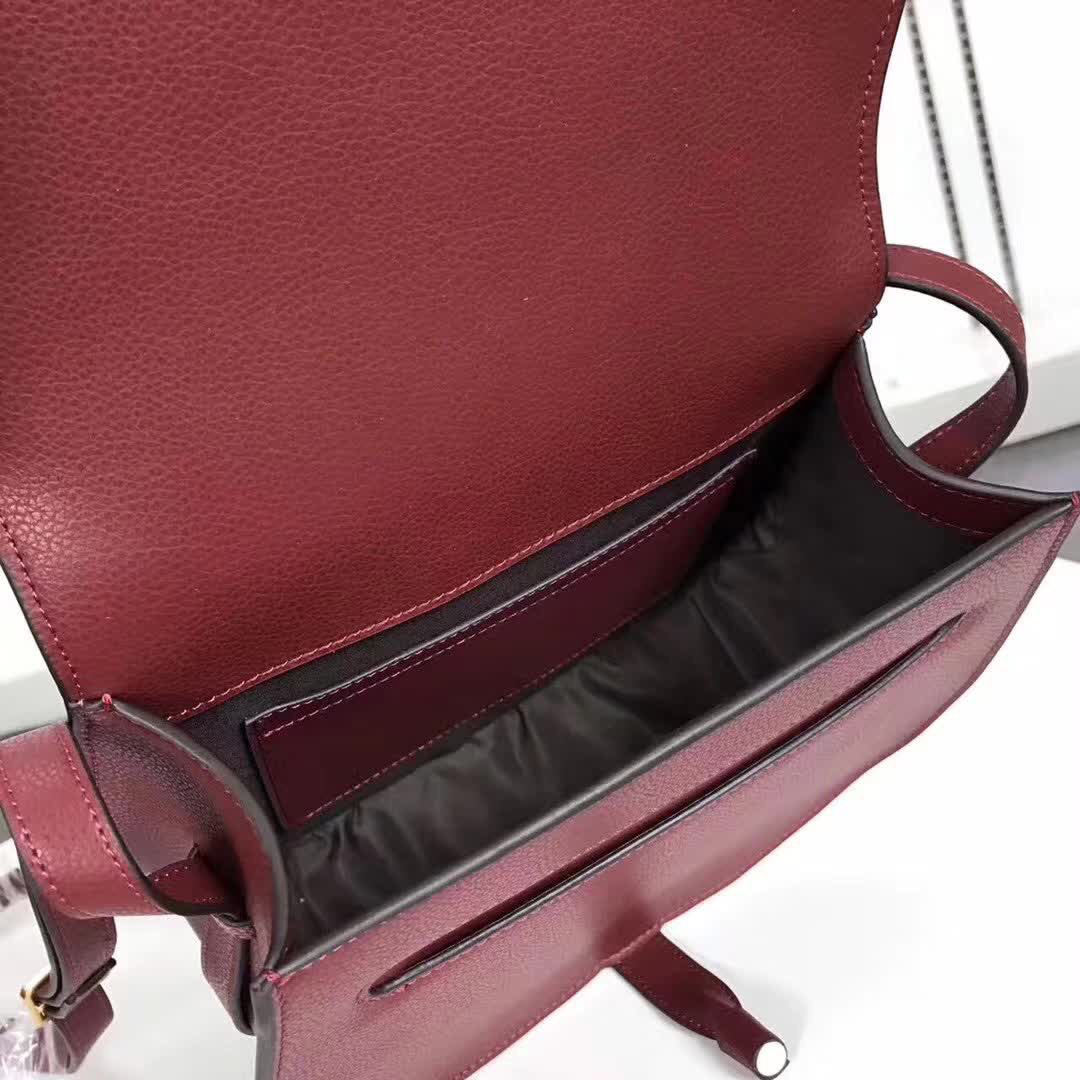 Chloe original calfskin crossbody saddle bag in Wine Red