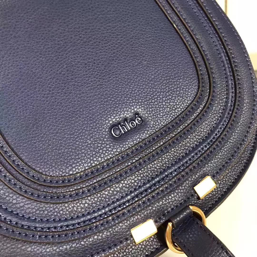 Chloe original calfskin crossbody saddle bag in Dark Blue