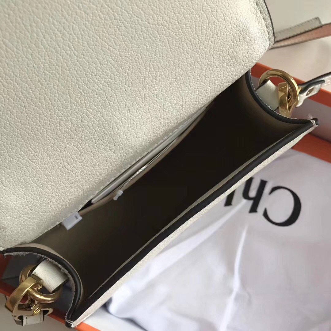 Chloe Medium Nile Bracelet Leather Crossbody Bag in White