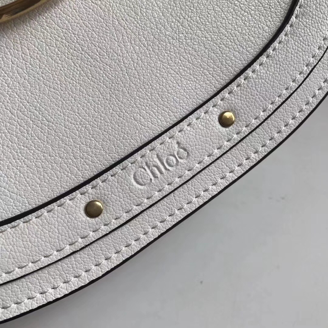 Chloe Medium Nile Bracelet Leather Crossbody Bag in White