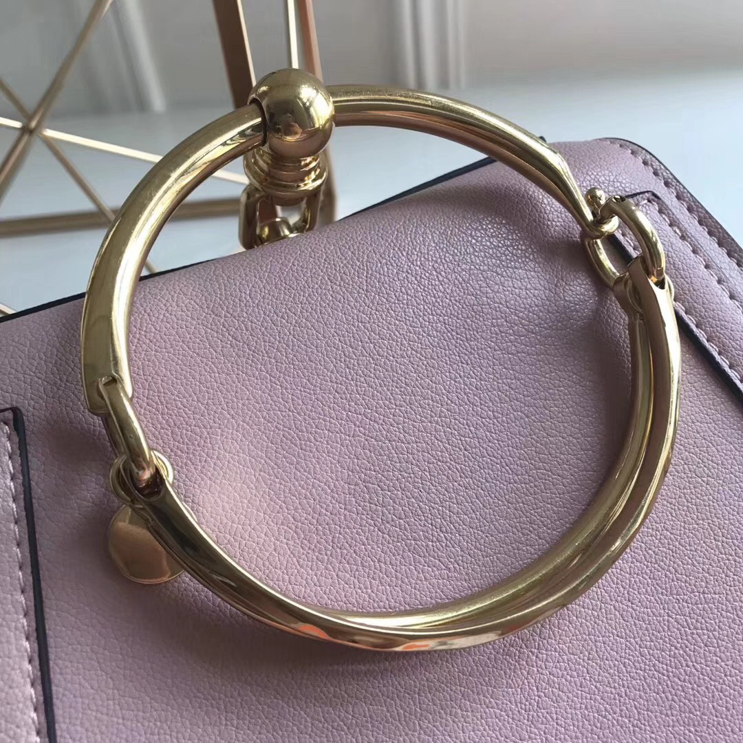 Chloe Medium Nile Bracelet Leather Crossbody Bag in Pink