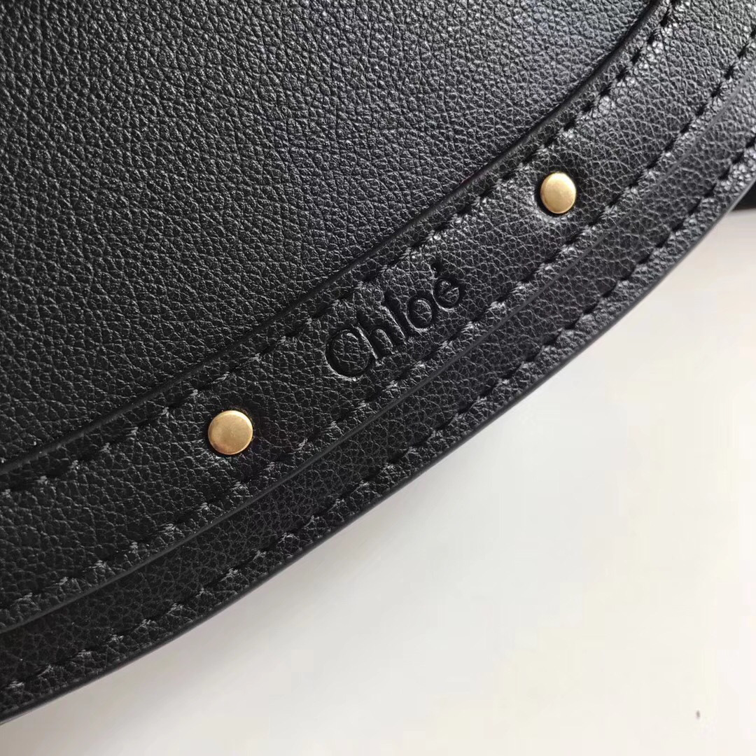 Chloe Medium Nile Bracelet Leather Crossbody Bag in Black