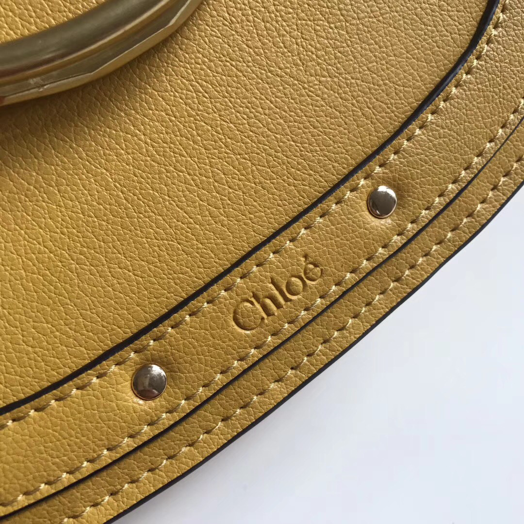 Chloe Medium Nile Bracelet Leather Crossbody Bag in Yellow