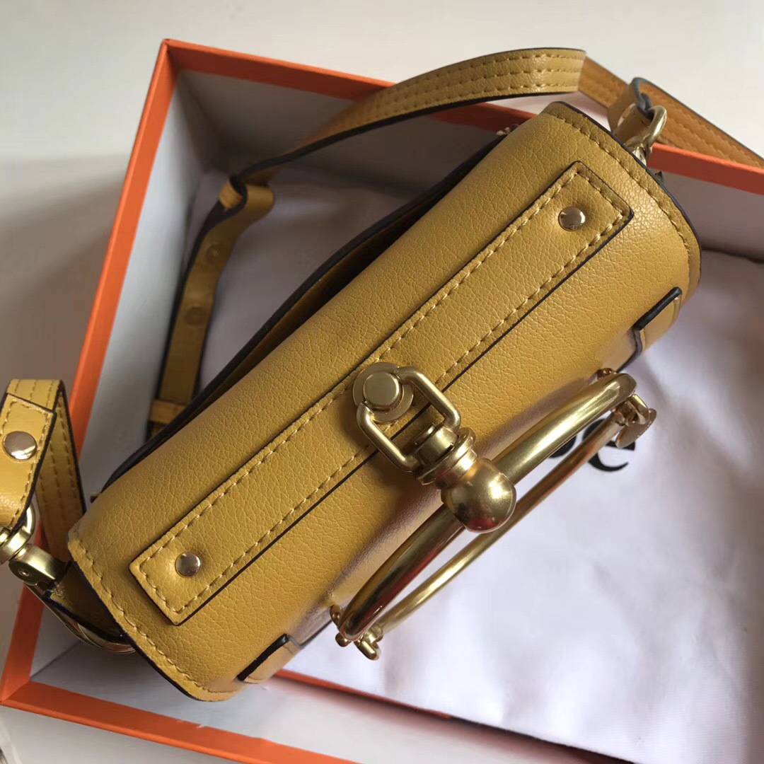 Chloe Medium Nile Bracelet Leather Crossbody Bag in Yellow