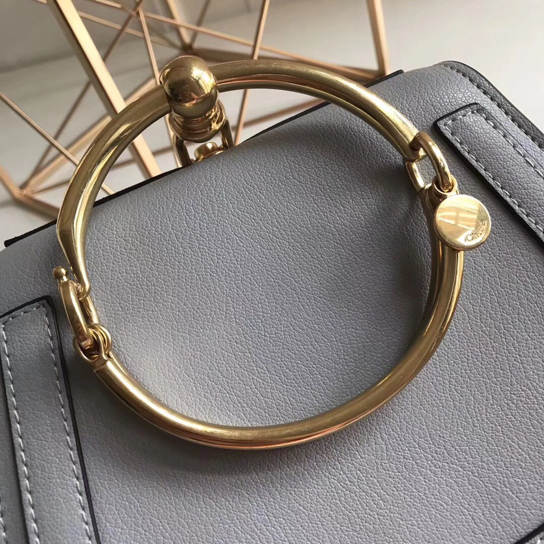 Chloe Medium Nile Bracelet Leather Crossbody Bag in Gray