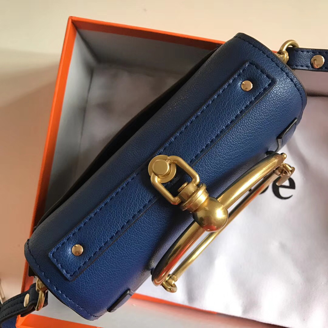 Chloe Medium Nile Bracelet Leather Crossbody Bag in Dark Blue