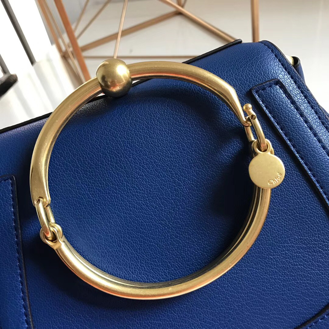 Chloe Medium Nile Bracelet Leather Crossbody Bag in Dark Blue