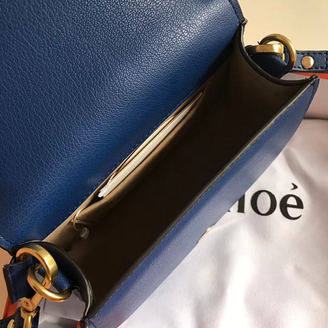 Chloe Medium Nile Bracelet Leather Crossbody Bag in Dark Blue