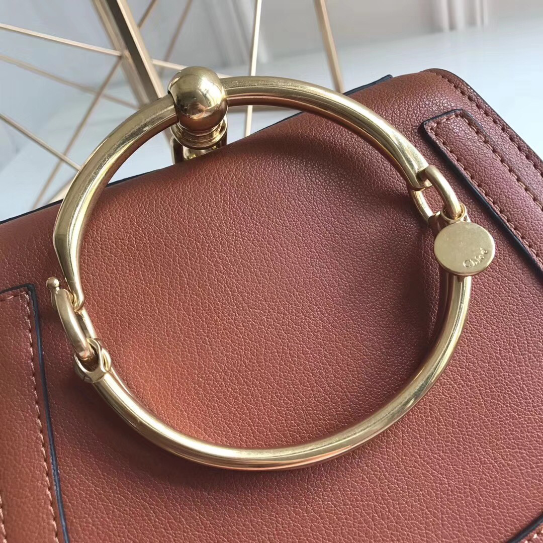 Chloe Medium Nile Bracelet Leather Crossbody Bag in Brown