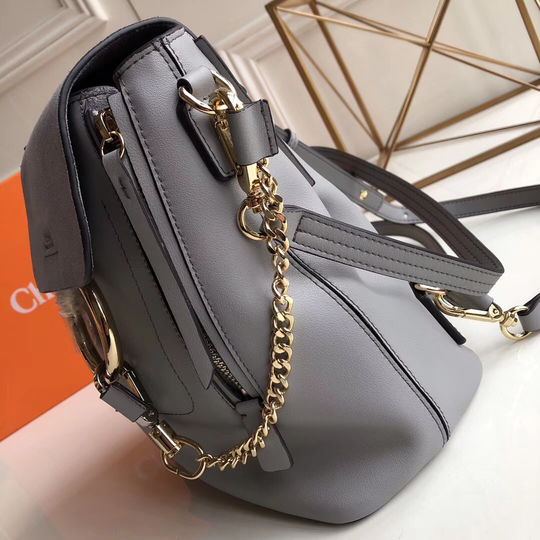 Chloe Faye Calfskin Large Backpack in Gray