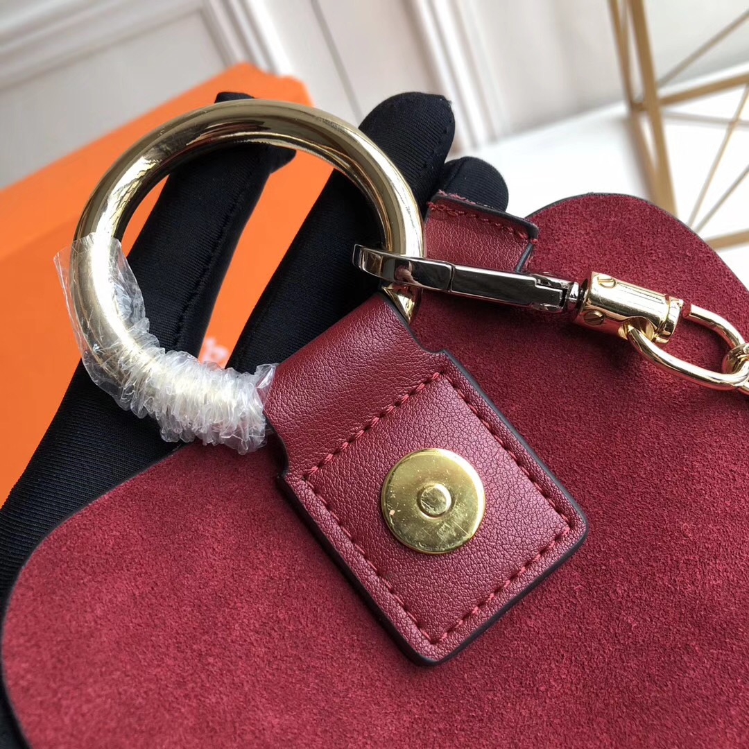 Chloe Faye Calfskin Large Backpack in Wine Red