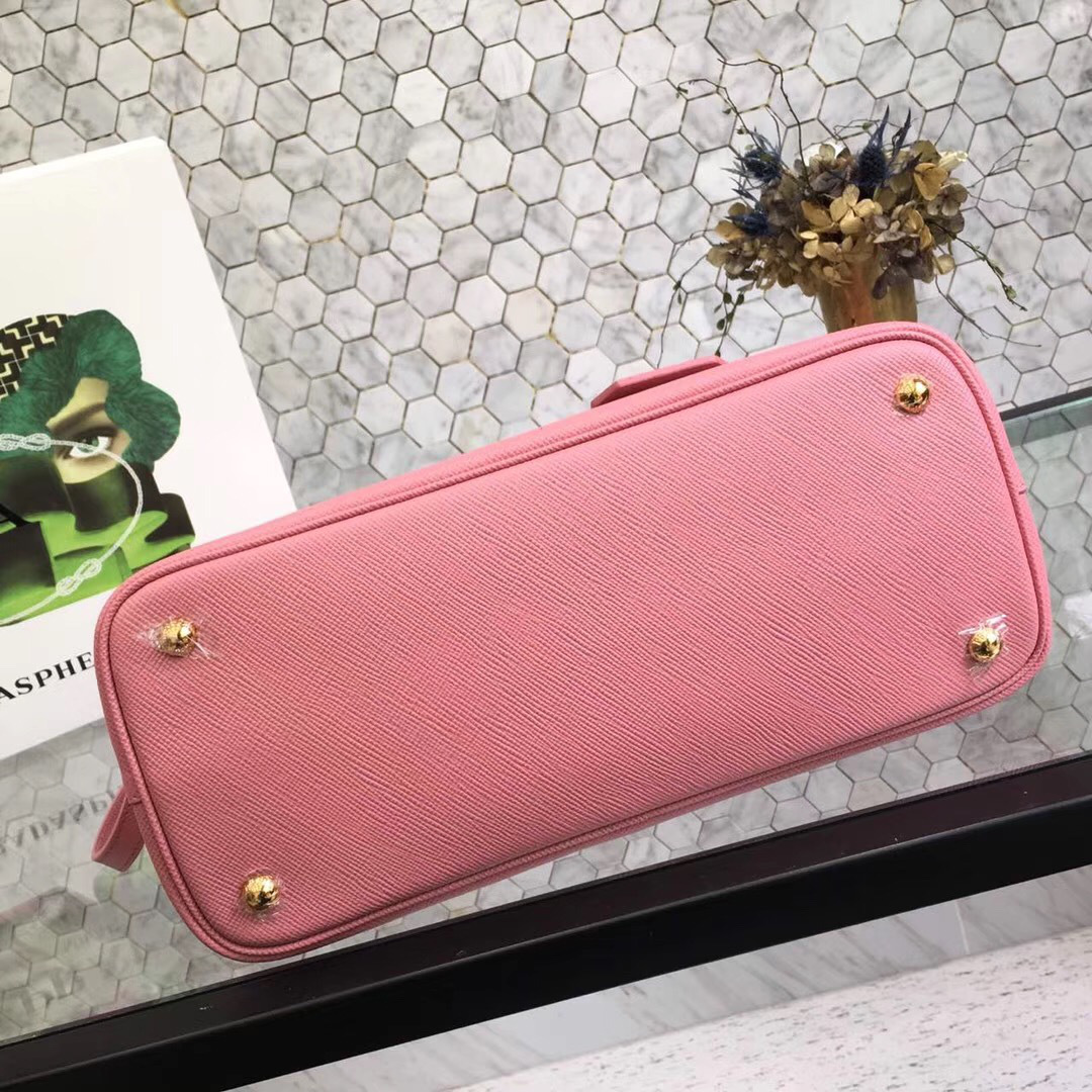 Pra*a Saffiano Cuir Small Double Leather Bag in Coral