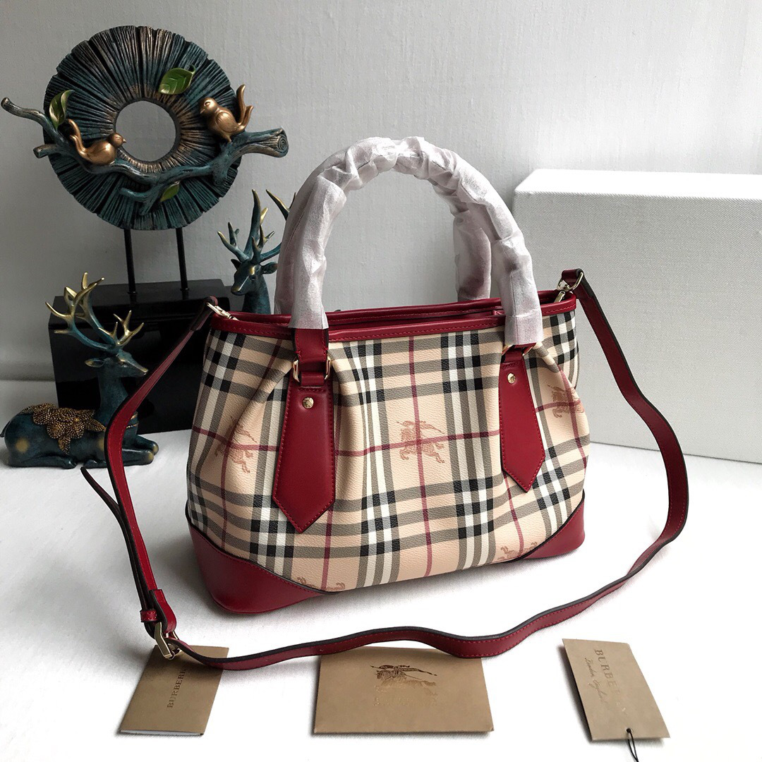 Bv*b*rry Original Check Tote Handbag in Red