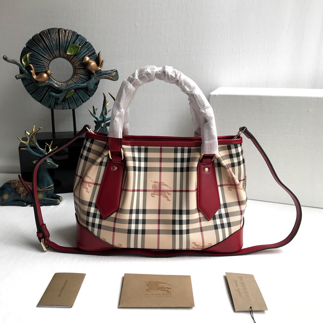 Bv*b*rry Original Check Tote Handbag in Red