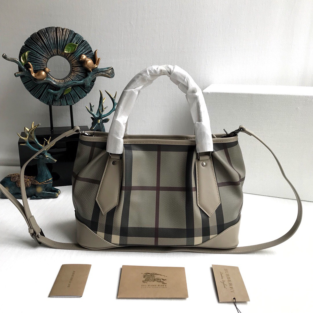 Bv*b*rry Original Check Tote Handbag in Gray