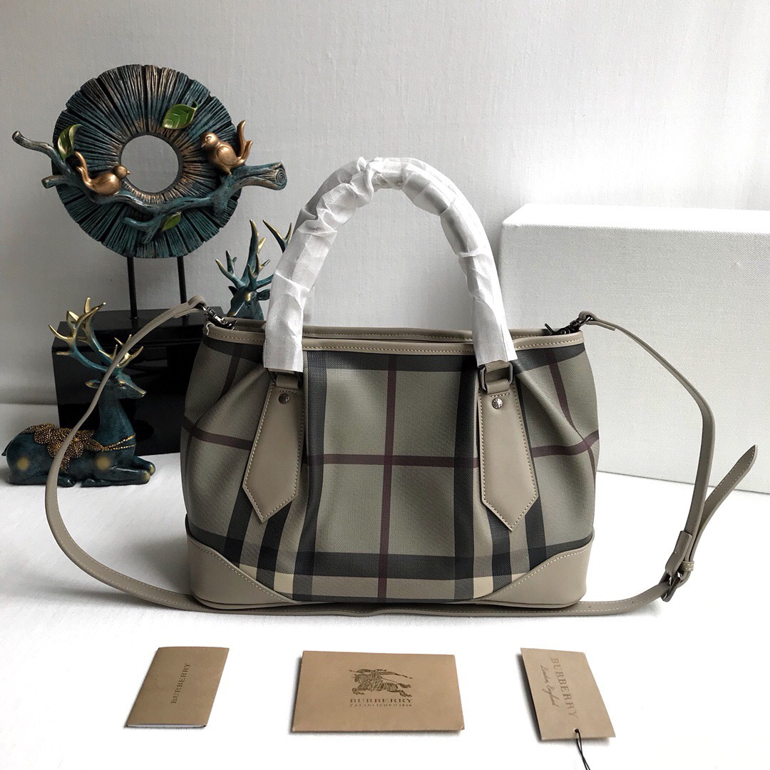 Bv*b*rry Original Check Tote Handbag in Gray