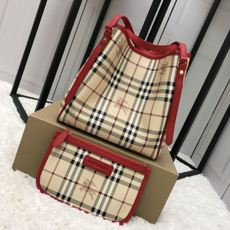 Bv*b*rry Original Check Tote Handbag with Red
