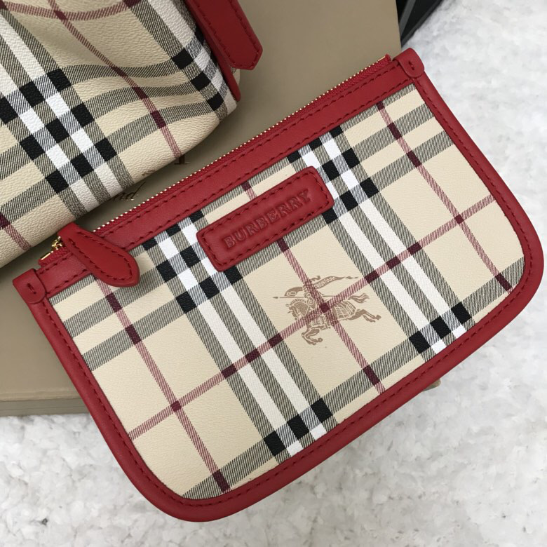 Bv*b*rry Original Check Tote Handbag with Red