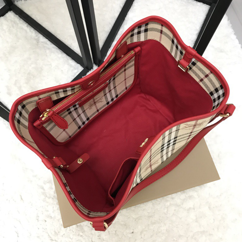 Bv*b*rry Original Check Tote Handbag with Red