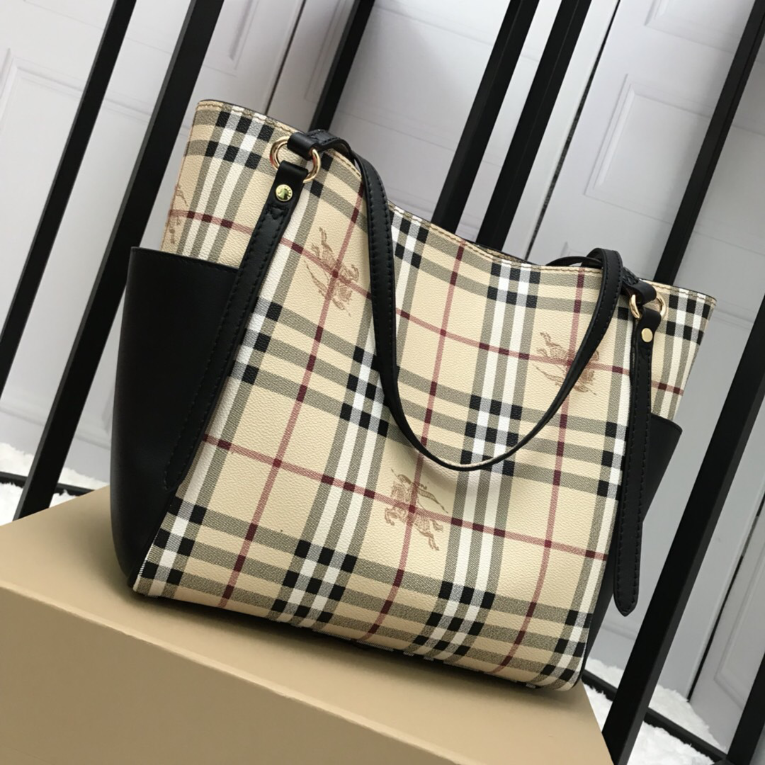 Bv*b*rry Original Check Tote small Handbag with Black