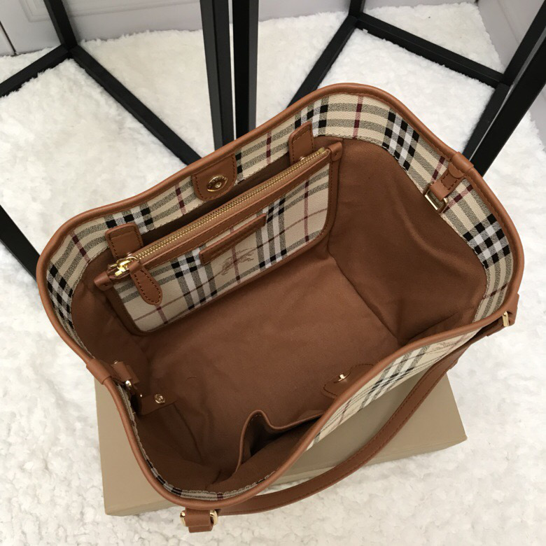 Bv*b*rry Original Check Tote Handbag with Khaki