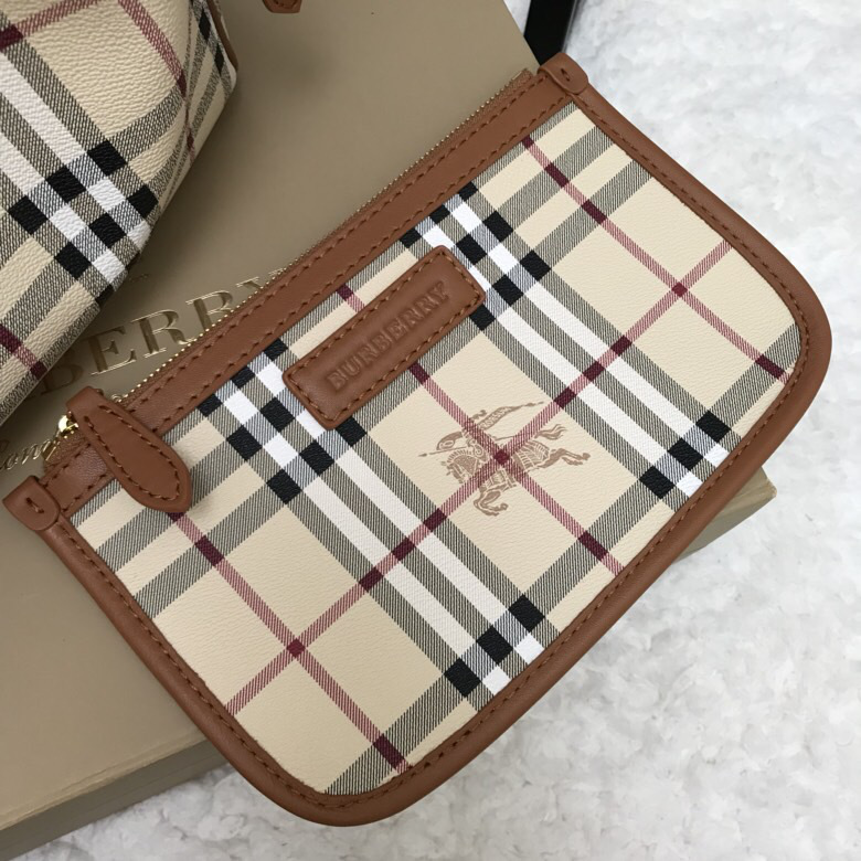 Bv*b*rry Original Check Tote Handbag with Khaki