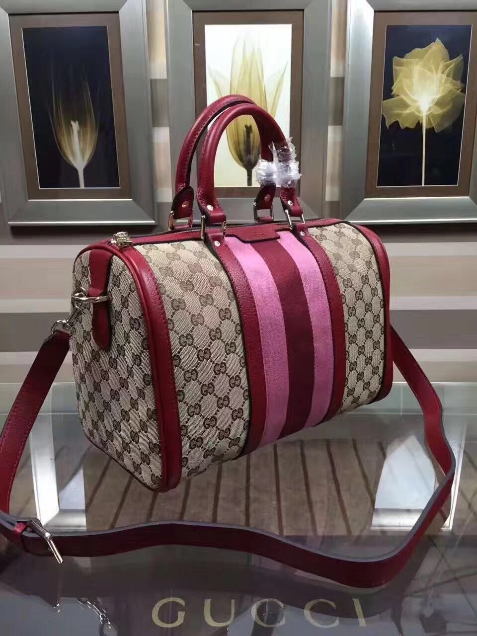 Gvc*1 Webby Speedy Canvas Cross Body Bag in Wine Red
